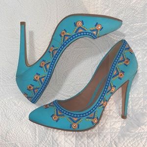 Anthropologie Suede Boho Stilettos